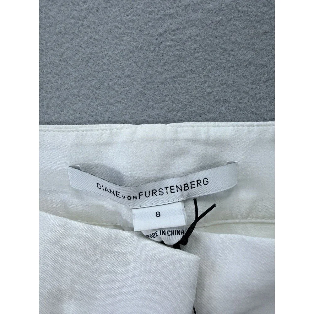 Diane Von Furstenberg Carissa Linen Blend White Bootcut Pants Women’s 8 NWT